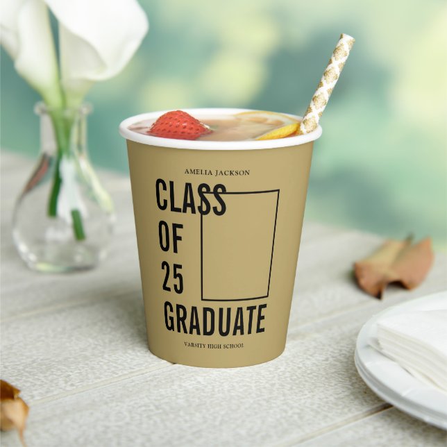 Klasse der 25 Gold-Foto-Graduationspartei Pappbecher (In Situ)