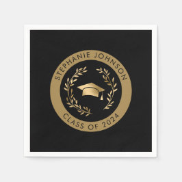 Klasse der Black and Gold Graduation Party 2024 Serviette
