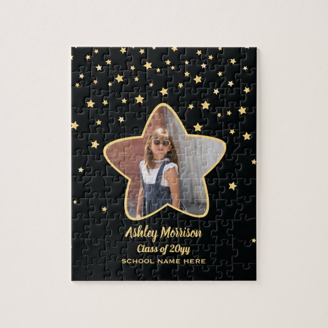 Klasse der Black & Gold Stars Foto Abschluss 2023 Puzzle (Vertikal)
