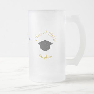 Klasse der Black Graduation Cap-Klasse von 20xx Cu Mattglas Bierglas
