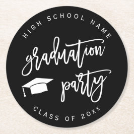 Klasse der Black Graduation Party Runder Pappuntersetzer