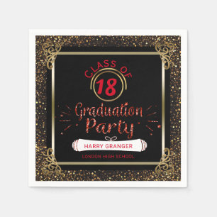 Klasse der Black Red Gold Graduation Party 2018 Serviette