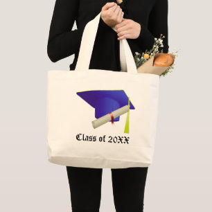Klasse der Blue Cap & Diploma 20XX Abschluss Jumbo Stoffbeutel
