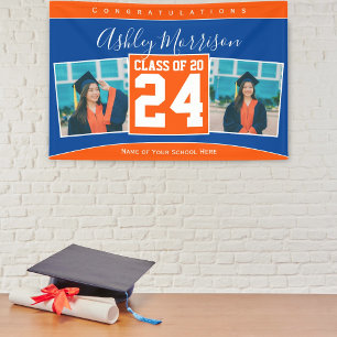 Klasse der Blue Orange Abschluss Foto Collage 2022 Banner