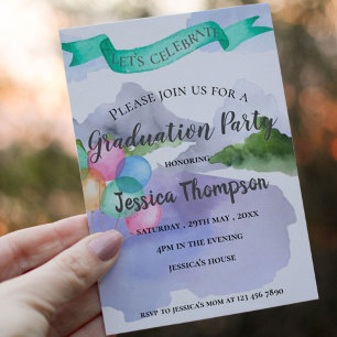 Klasse der Blue Watercolor Graduation Party 2025 Einladung