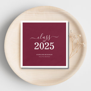 Klasse der Burgundy Graduation Party 2025 Serviette