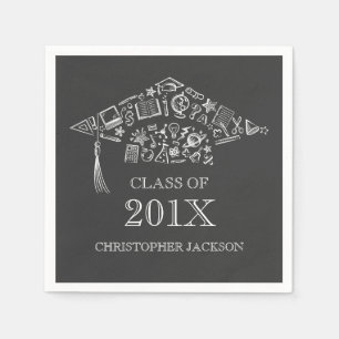 Klasse der Chalkboard Graduation Cap Paper Napkin Serviette