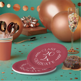 Klasse der Chic Burgundy White Graduation Party 20 Pappteller