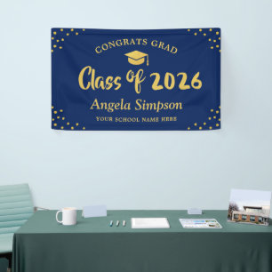 Klasse der Dark Blue Gold Graduation Party 2024 Banner