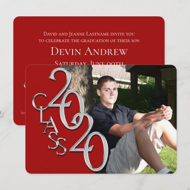 Klasse der Einladung des Roten Fotos 2020 (Vorne/Hinten)