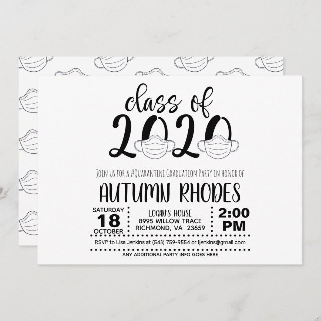 Klasse der Einladung von Abschluss 2020 - Gesichts (Vorne/Hinten)