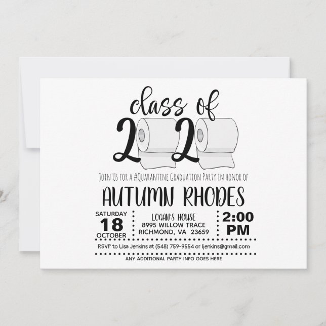 Klasse der Einladung zum Abschluss 2020 - Funny TP (Vorderseite)