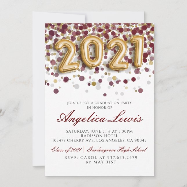 Klasse der Einladung zur Graduationspartei 2021 (Vorderseite)