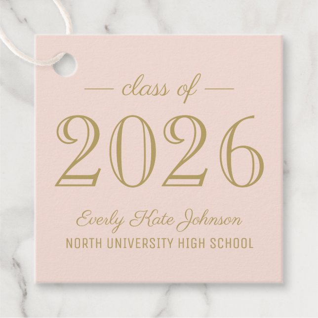 Klasse der Elegant Blush Gold Graduation Party 202 Geschenkanhänger (Vorderseite)