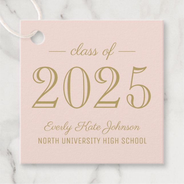 Klasse der Elegant Blush Gold Graduation Party 202 Geschenkanhänger (Vorderseite)