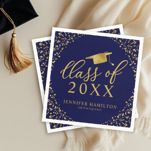 Klasse der Elegant Gold Blue Graduation Party 2021 Serviette