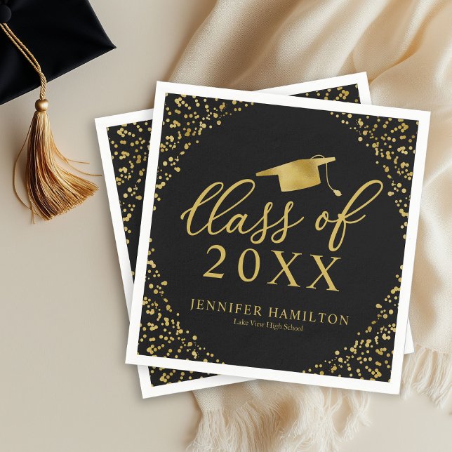 Klasse der eleganten Gold Black Graduation Party 2 Serviette (Von Creator hochgeladen)