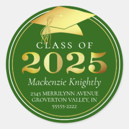 Klasse der eleganten grünen Rücksendeadresse 2025 Runder Aufkleber