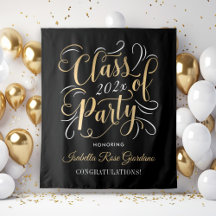 Klasse der Gold Black Custom Graduation Party 2025