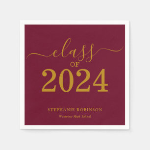 Klasse der Gold Maroon Graduation Party 2024 Serviette