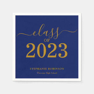 Klasse der Gold Navy Blue Graduation Party 2023 Serviette