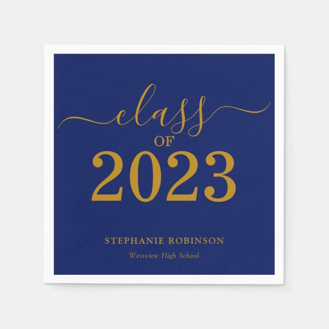 Klasse der Gold Navy Blue Graduation Party 2023 Serviette (Vorderseite)