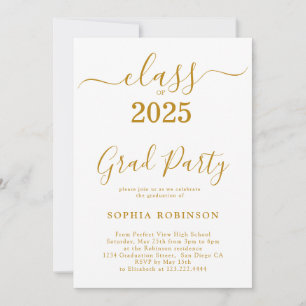 Klasse der Gold Script Graduation Party 2025 Einladung