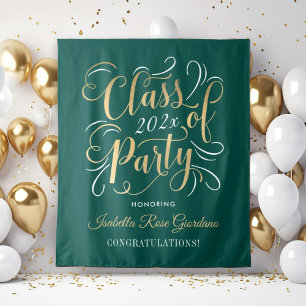 Klasse der goldenen grünen Graduationspartei 2025 Wandteppich