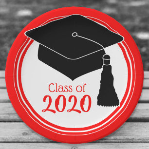 Klasse der Grad Cap Red and White 2024 Pappteller