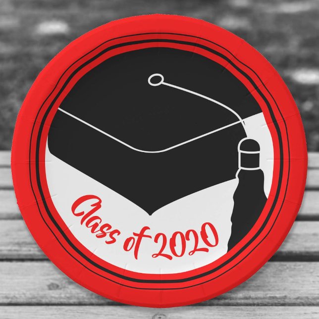 Klasse der Grad Cap Red und Black 2024 Pappteller (Von Creator hochgeladen)
