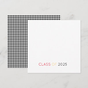 KLASSE DER Grad Checkerboard School Colors 2025 Dankeskarte