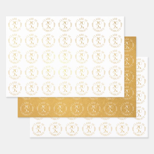 Klasse der Graduate Gold White Typografie 2021 Folien Packpapier Blatt (Set)