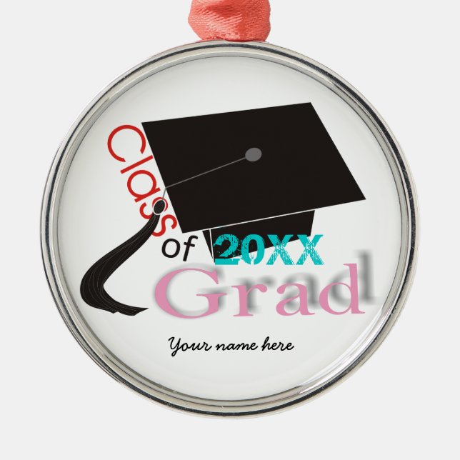 Klasse der Graduation Cap Custom Ornaments 2020 Silbernes Ornament (Vorne)