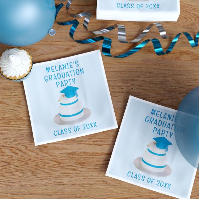Klasse der Graduation Party Blue Napkins Serviette (Just add your Graduation Party Class Year to this napkins and throw your cap in the air!)