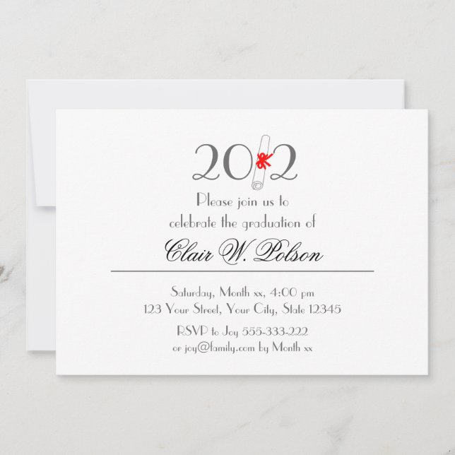 Klasse der Graduationsfeier 2012 Einladung (Vorderseite)