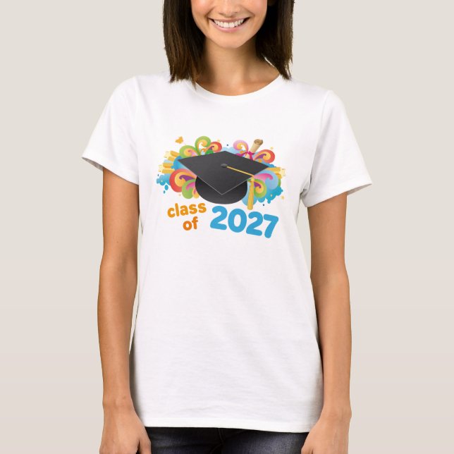Klasse der graduierten Geschenk-Idee des Hut-2027 T-Shirt (Vorderseite)