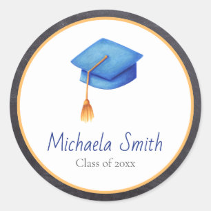 Klasse der hellblauen Graduationskappe mit Tassel Runder Aufkleber