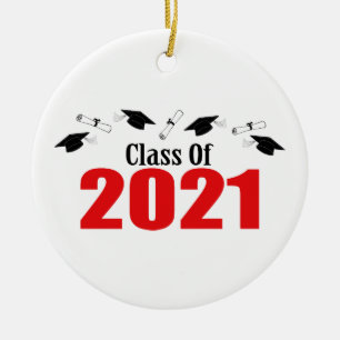 Klasse der Karten und Diplome 2021 (rot) Keramik Ornament