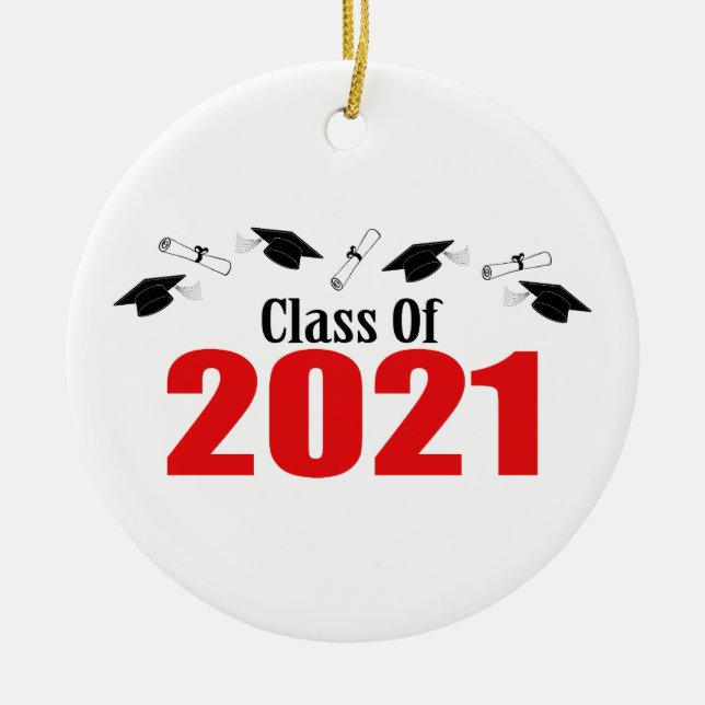 Klasse der Karten und Diplome 2021 (rot) Keramik Ornament (Vorne)