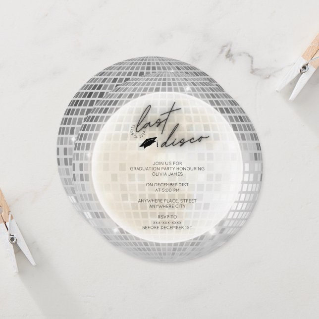 Klasse der letzten Disco-Abschlussfeier 2024 Einladung (Vorderseite/Rückseite Beispiel)
