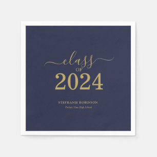 Klasse der Navy Blue Gold Graduation Party 2024 Serviette