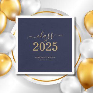 Klasse der Navy Blue Gold Graduation Party 2025 Serviette