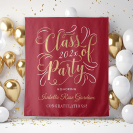 Klasse der Red Custom Graduation Party 2025 Gold Wandteppich