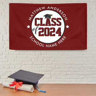 Klasse der Red Graduation Party in Burgund 2024 Banner
