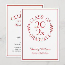 Klasse der roten weißen Emblem-Graduierungspartei Einladung