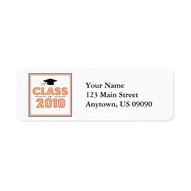 Klasse der Rücksendeadressen-Aufkleber 2018 (Orang (Vorne)