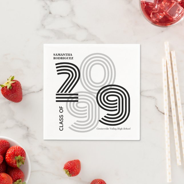 Klasse der schwarzen Retro-Big-Zahlen Serviette (Beispiel)