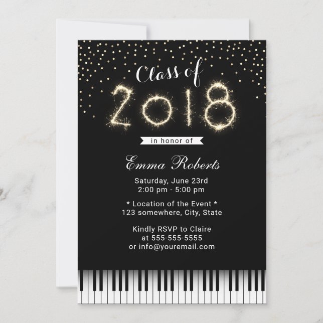 Klasse der Sparkler Music Graduation Party 2018 Einladung (Vorderseite)