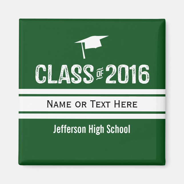 Klasse der Sporty Prep Stripe Graduation Cap 2016 Magnet (Vorne)