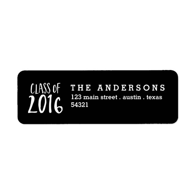 Klasse des 2016 Grad Celebration Address Label (Vorne)